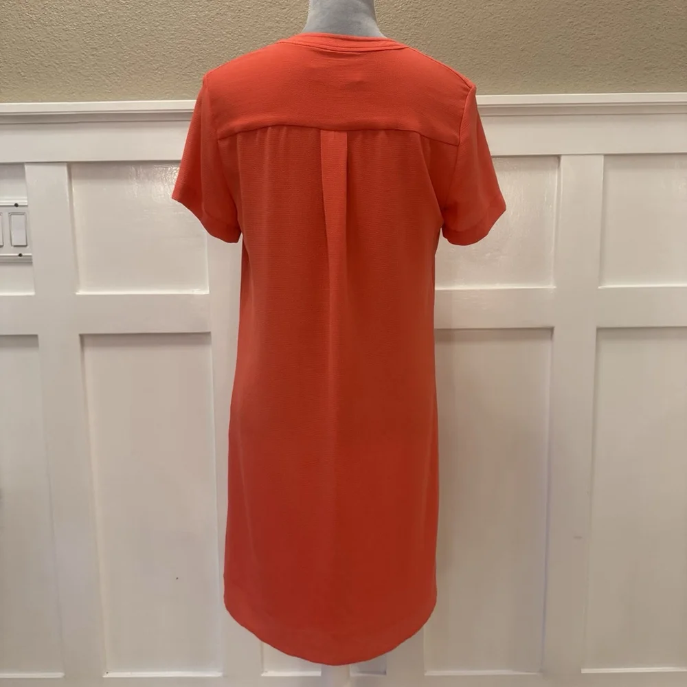 Michael Kors Women's Size:S Mini Dress Short Sleeve Gold Chain Detail Orange Red